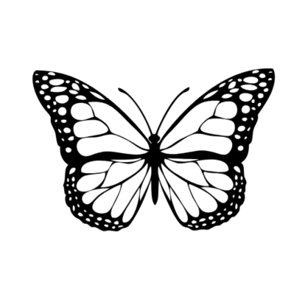 Eine Schwarz-Weiss-Grafik eines Schmetterlings